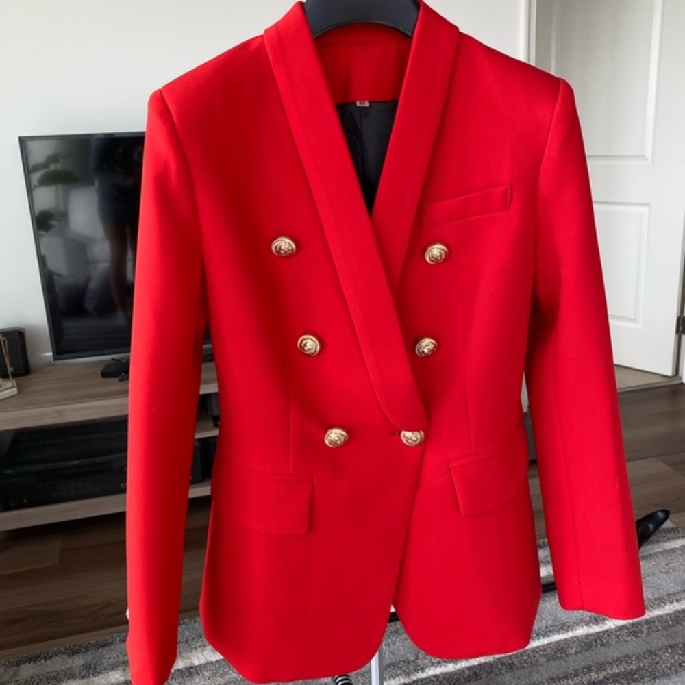 Double breasted jacket & pants Red suit w/buttons - Picture 12 of 14